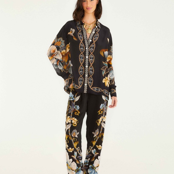 FARM Rio Black Floral Snake Pajama Shirt Size LSNAKE FLORAL BLACK / L - Picture 3 of 3